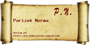 Parizek Norma névjegykártya